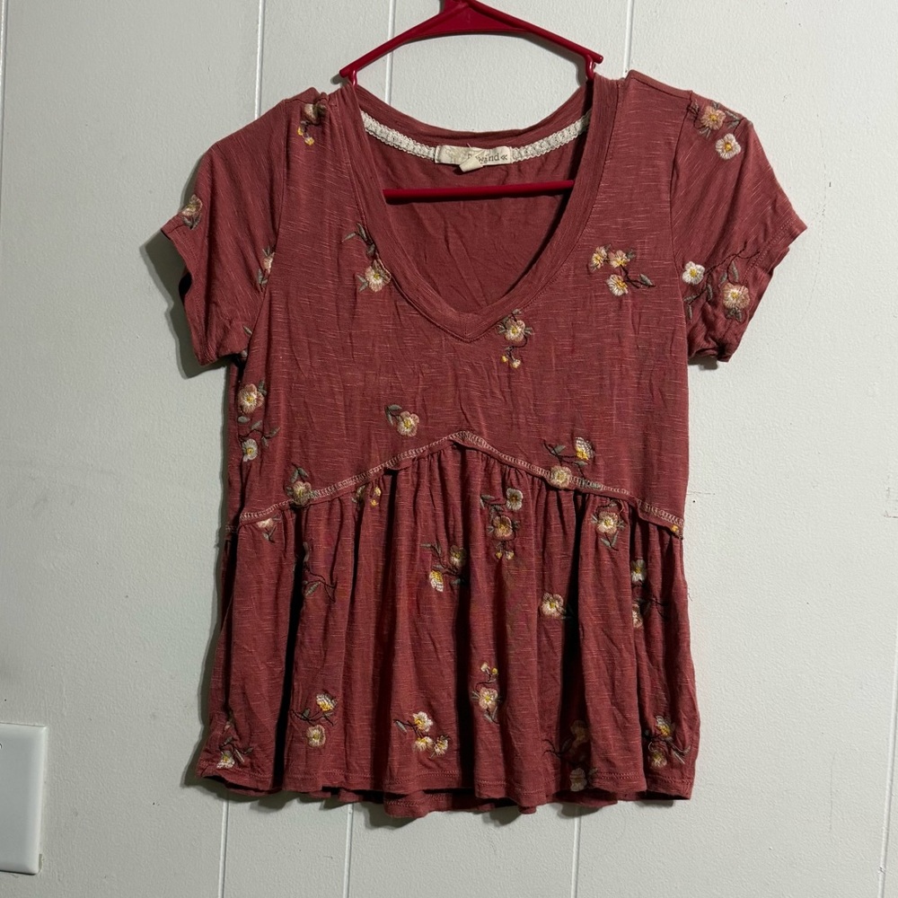 Floral Print‎ Women's Top - Rust